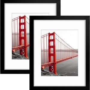 Frametory, 11x14 Picture Frame, Display 8x10 Photo with Mat (Black, 2-Pack)
